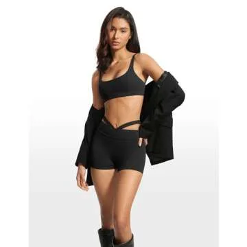 INGIA Womens Biker Shorts 4 Inches High Waisted No Front Seam Hollow Belt Running Workout Yoga Shorts