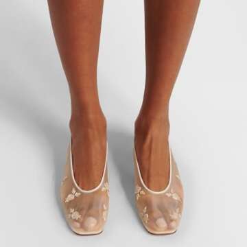 Arqa Beige Mesh Ballet Flats for Women Comfortable Slip On