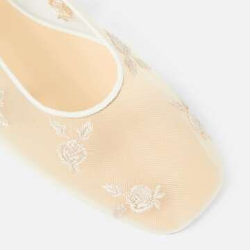 Arqa Beige Mesh Ballet Flats for Women Comfortable Slip On