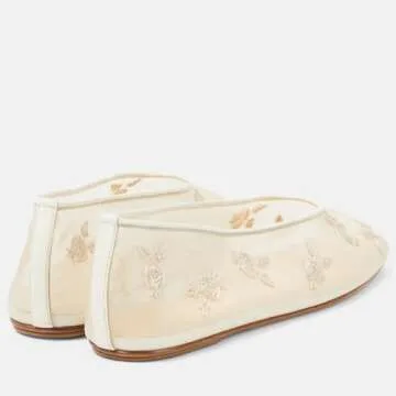 Arqa Beige Mesh Ballet Flats for Women Comfortable Slip On