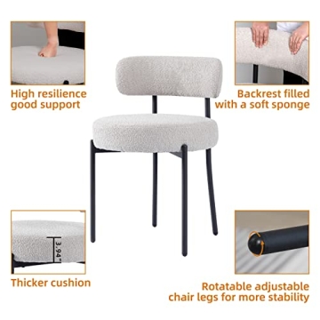 DYHOME Dining Chairs Set of 6 Modern Boucle Sherpa Grey