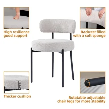 DYHOME Dining Chairs Set of 6 Modern Boucle Sherpa Grey