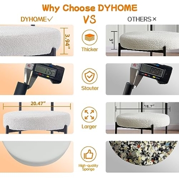 DYHOME Dining Chairs Set of 6 Modern Boucle Sherpa Grey