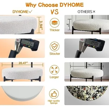 DYHOME Dining Chairs Set of 6 Modern Boucle Sherpa Grey