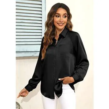 Heuony Womens Satin Silk Blouses for Office Elegance and Comfort