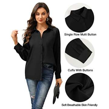 Heuony Womens Satin Silk Blouses for Office Elegance and Comfort