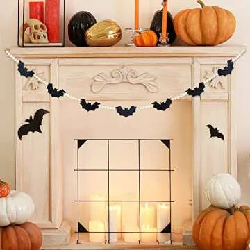 Cute Halloween Garland with Felt Bats and Wood Beads