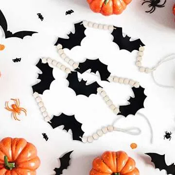 Cute Halloween Garland with Felt Bats and Wood Beads