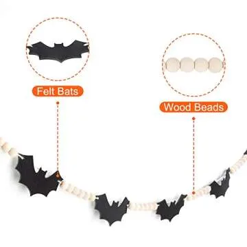 Cute Halloween Garland with Felt Bats and Wood Beads