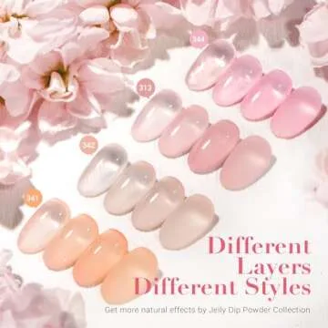 AZUREBEAUTY Dip Powder Nail Kit Starter 4 Colors Translucent Jelly Nude Gentle Pink Dipping Powder System Liquid Set with Base & Top Coat Activator for French Nail Art Manicure Salon DIY at Home