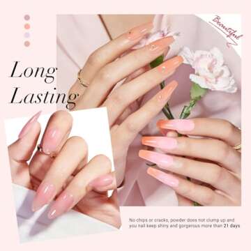 AZUREBEAUTY Dip Powder Nail Kit Starter 4 Colors Translucent Jelly Nude Gentle Pink Dipping Powder System Liquid Set with Base & Top Coat Activator for French Nail Art Manicure Salon DIY at Home