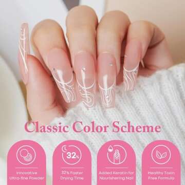 AZUREBEAUTY Dip Powder Nail Kit Starter 4 Colors Translucent Jelly Nude Gentle Pink Dipping Powder System Liquid Set with Base & Top Coat Activator for French Nail Art Manicure Salon DIY at Home