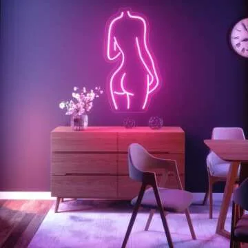 LED Pink Lady Back Neon Sign Suitable for Bedroom Living Coffee Shop Bar Club Wedding Party Decoration Neon Lights Personalized Neon Signs for Wall Art, With Dimmable Switch Neon Light Signs