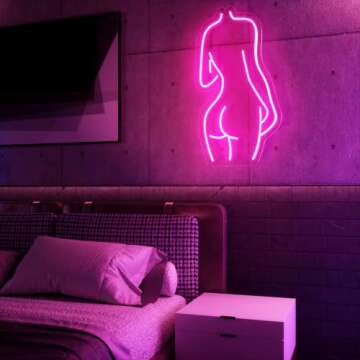 LED Pink Lady Back Neon Sign Suitable for Bedroom Living Coffee Shop Bar Club Wedding Party Decoration Neon Lights Personalized Neon Signs for Wall Art, With Dimmable Switch Neon Light Signs