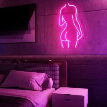 LED Pink Lady Back Neon Sign Suitable for Bedroom Living Coffee Shop Bar Club Wedding Party Decoration Neon Lights Personalized Neon Signs for Wall Art, With Dimmable Switch Neon Light Signs
