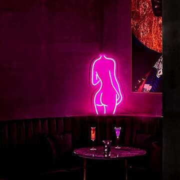 LED Pink Lady Back Neon Sign Suitable for Bedroom Living Coffee Shop Bar Club Wedding Party Decoration Neon Lights Personalized Neon Signs for Wall Art, With Dimmable Switch Neon Light Signs
