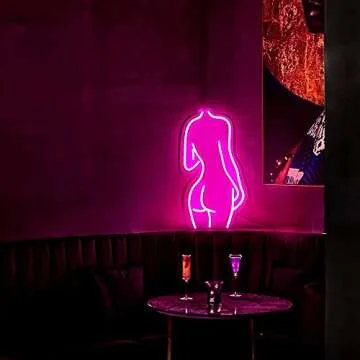 LED Pink Lady Back Neon Sign Suitable for Bedroom Living Coffee Shop Bar Club Wedding Party Decoration Neon Lights Personalized Neon Signs for Wall Art, With Dimmable Switch Neon Light Signs