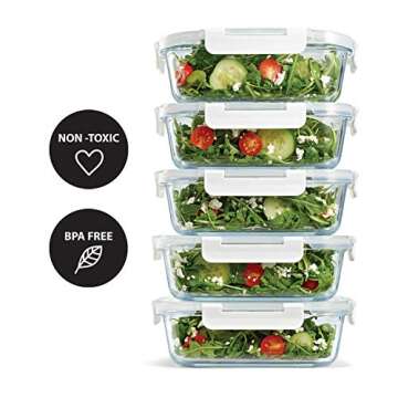 Fit & Fresh Glass Meal Prep Containers Set - 5 Pack