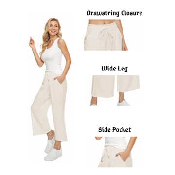 Comfortable and Stylish BCOFUI Womens Linen Wide Leg Pants