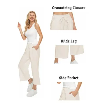 Comfortable and Stylish BCOFUI Womens Linen Wide Leg Pants
