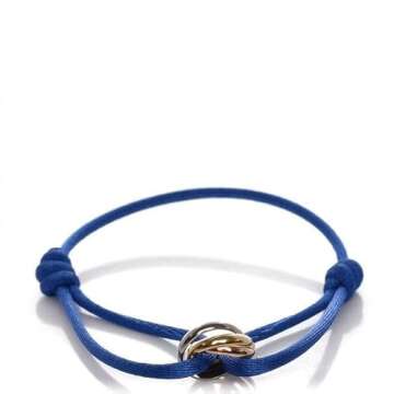 TRINITY BRACELET - 3 TONE (Gold Filled - Sterling Silver) Designer, high-end fashion, UNISEX, Statement Bracelet. Promise Bracelet and Trendy Gift for someone special! (Blue)