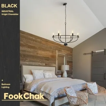 FookChak Black 6-Light Chandelier for Kitchen and Living Room