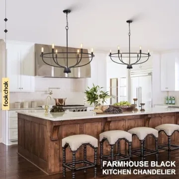 FookChak Black 6-Light Chandelier for Kitchen and Living Room