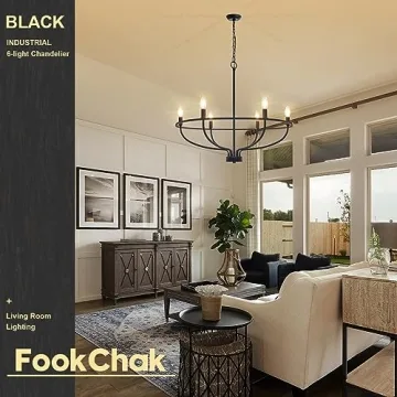 FookChak Black 6-Light Chandelier for Kitchen and Living Room