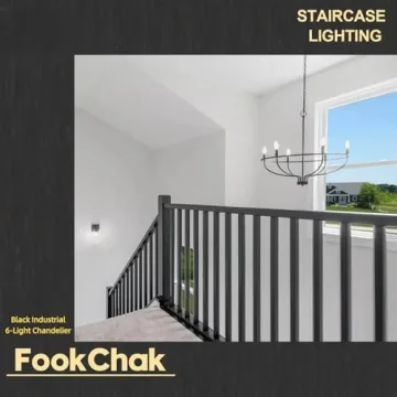 FookChak Black 6-Light Chandelier for Kitchen and Living Room