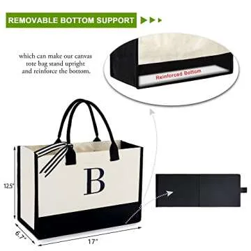 BeeGreen Monogrammed Tote Bag for Personal Gifts and More