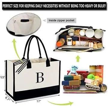 BeeGreen Monogrammed Tote Bag for Personal Gifts and More