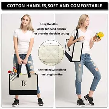 BeeGreen Monogrammed Tote Bag for Personal Gifts and More