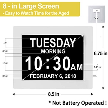 JALL 2024 Day Clock - 8" Large Display for Seniors