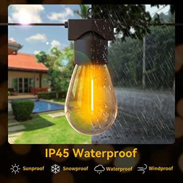 MOFFE Indoor Outdoor String Lights with 8 S14 Edison Bulbs, 27FT Waterproof LED Hanging Lights for Patio, Porch, Deck, Bistro, Cafe, Balcony, Backyard Porch Garden,Party Decor,2200K Warm White