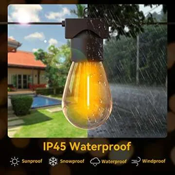 MOFFE Indoor Outdoor String Lights with 8 S14 Edison Bulbs, 27FT Waterproof LED Hanging Lights for Patio, Porch, Deck, Bistro, Cafe, Balcony, Backyard Porch Garden,Party Decor,2200K Warm White