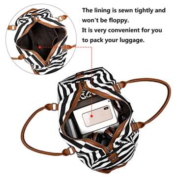 Newshows Women Weekender Bag Canvas Travel Duffel Bag Overnight Carry On Tote Bag with Luggage Sleeve