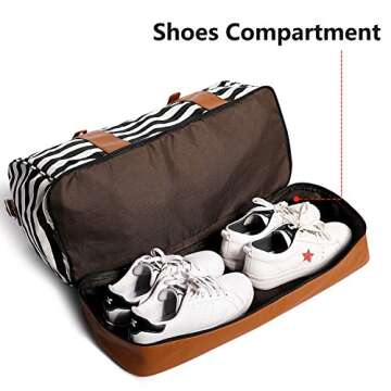 Newshows Women Weekender Bag Canvas Travel Duffel Bag Overnight Carry On Tote Bag with Luggage Sleeve