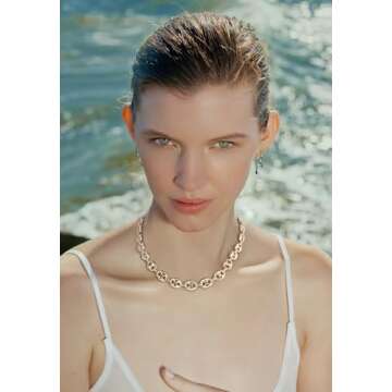 TENTMENTISE Chunky Chain Necklace for Women Gold Necklaces Cute Pig Nose Chain Necklace Chain Choker...