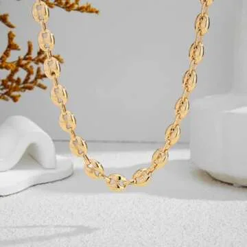 TENTMENTISE Chunky Chain Necklace for Women Gold Necklaces Cute Pig Nose Chain Necklace Chain Choker Statement Necklace Women Jewelry Gift