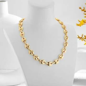 TENTMENTISE Chunky Chain Necklace for Women Gold Necklaces Cute Pig Nose Chain Necklace Chain Choker Statement Necklace Women Jewelry Gift