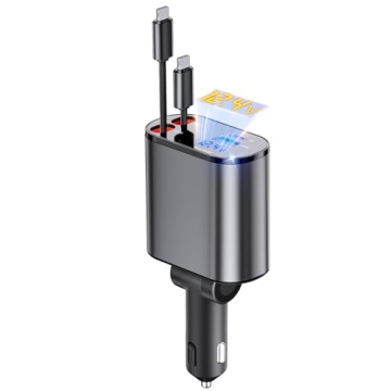 4 in 1 Fast Retractable Car Charger for All Devices