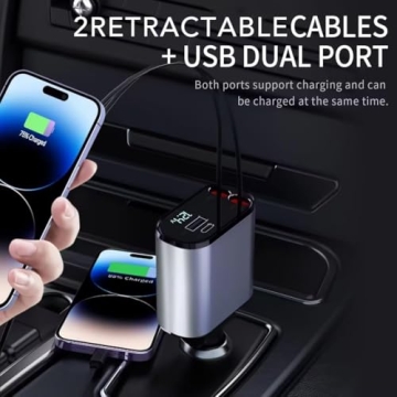 4 in 1 Fast Retractable Car Charger for All Devices