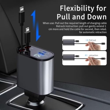 4 in 1 Fast Retractable Car Charger for All Devices