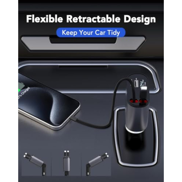 4 in 1 Fast Retractable Car Charger for All Devices