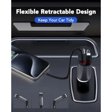 4 in 1 Fast Retractable Car Charger for All Devices