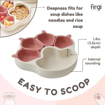 Firgi MEOWMEOW Divided Silicone Kids Suction Plates - Adorable Non-Toxic Toddler Plates for Baby Led...
