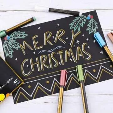 Dyvicl Metallic Marker Pens - Set of 10 Medium Point Metallic Markers for Rock Painting, Black Paper, Card Making, Scrapbooking Crafts, DIY Photo Album