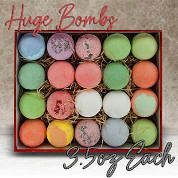 Bulk Bath Bomb Gift Set-Set of 20 Bath Bombs infused with Premium Essential Oils & Moisturizing Shea Butter. Natural Organic Spa Bath Bombs for Women & Men! Double Pack Bath Bombs Individually Wrapped