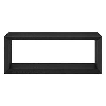 Henn&Hart 48" Wide Rectangular Coffee Table in Black Grain, for Home, Living Room, Bedroom, Entertainment Room, Office