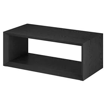 Henn&Hart 48" Wide Rectangular Coffee Table in Black Grain, for Home, Living Room, Bedroom, Entertainment Room, Office